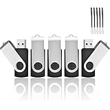 Memory Stick 1GB By HOFOUND - 5 Pieces USB 2.0 Flash Drives - High Speed Date Storage Swivel Design Pen (Black)