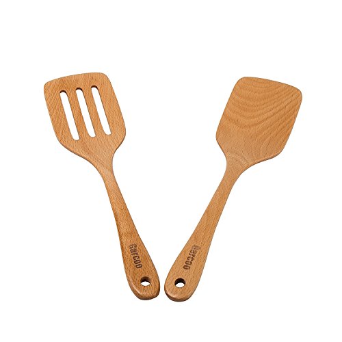 Title: Garcoo Wooden Multi-purpose Spatulas Set, Non Stick Beech Wood Turner / Flipper, Cooking Utensils, Pack of 2, Eco-friendly and Dishwasher Safe Garcoo Hölzern Mehrzweck Teigschaber Set, Non Stick Buchenholz Pfannenwander / Pfannenwender, Kochutensilien, 2-er Pack, Umweltfreundlich und Spülmaschinenfest - 3