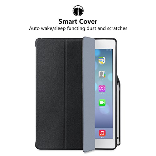 iVAPO Schutzhülle für iPad Pro 12.9 Pencil Halter Premium PU Leder Folio Case mit Auto-Schlafen/ Wecken und Stander Funktion Hülle für iPad Pro 12.9 inch Smart Case (Schwarz) - 3