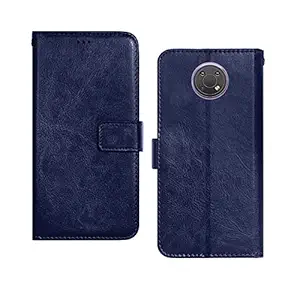 Pinaaki Enterprises Nokia G10 Flip Case | Premium Leather Finish Flip Cover | with Card Pockets | Wallet Stand |Complete Protection Flip Cover for Nokia G10 - Blue