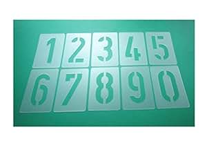 ZoeTekway Lot De 10 Pochoirs Numérotés Réutilisables, Pochoirs En Spray En Plastique, Pochoir De Peinture, Pour Numéros De Maison, Marquage De Parking Pour Peindre De 0 à 9 (25 Cm