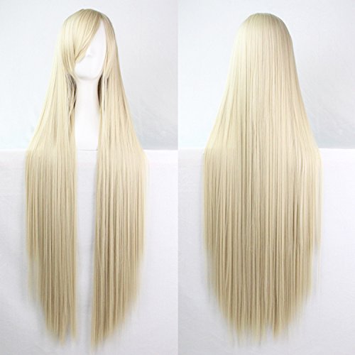 100cm Long Hair Heat Resistant Straight Cosplay Wig(Light Gold)