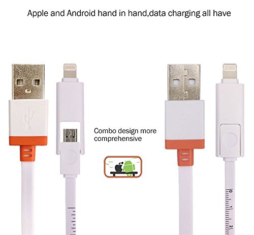 Multifunktions Aufladekabel, Blueidea® 2 in 1 Maßband USB Kabel, Micro USB + 8 Pin Ladekabel Kabel Datenkabel für iPhone & Android Smartphone, iPhone 6S / 6 Plus, OnePlus, Samsung, Sony, Huawei, usw - 4