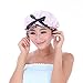 Moolecole Fashion Women's Bow-knot Waterproof Double Layer Shower Cap Big Polka Dots Printed Elastic Band Bathing Cap Spa Shower Hat Pink