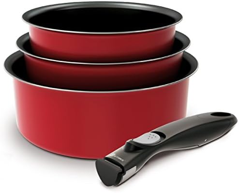 Backen 181103 Grater Kitchen Utensils Set of 4 Saucepans Aluminium Red 25 x 22 x 11 cm