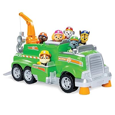 Paw Patrol - 6052962 - Jeu enfant - Camion de Recyclage de Rocky Total Team Rescues - La Pat' Patrouille