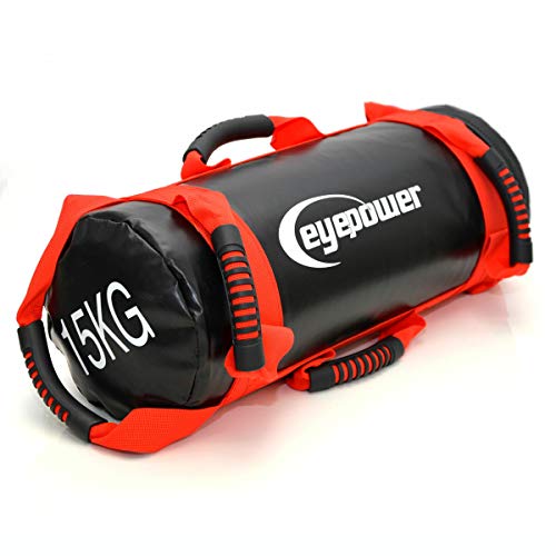 EYEPOWER 3,75-15kg Power Bag de Musculation 18x50cm Sac de Sable Sandbag Rouge