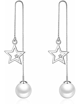 Besflily Schmuck Stilvoll Faux Perle Stern Silber Überzogen Lange Ketten Troddel Baumeln Ohrringe Geschenk für...
