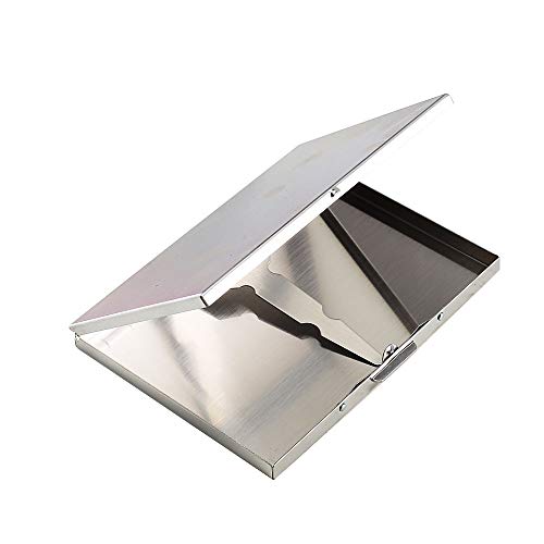 Preisvergleich Produktbild KINDPMA Zigarettenetui Silber ultradünne Design Slim Zigarettenetui mit Drahtziehen Verarbeitung Edelstahl Zigarettenetui Lagerung für 9 Zigaretten 100s Geschenk Kreditkarte Bargeld