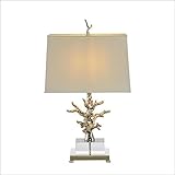 Minimalist Schlafzimmer Nachttischlampen Art Deco Koralle, handgemachte Tuch Lampenschirm, Verchromen Kupfer Korallenlampenkörper, Kristalllampenfassungen