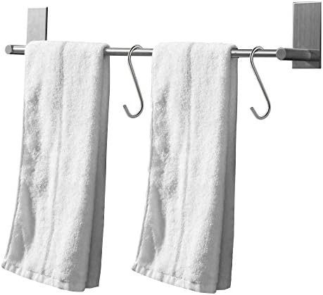 DEKOMORE Stainless Steel Towel Rail,Self-Adhesive Towel Bar with S-SHAPED hook, 40 cm