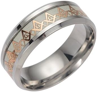 Freemason Masonic Luminous Rings for Men Women Stainless Steel Biker Band Ring Jewelry Glow in The Drak