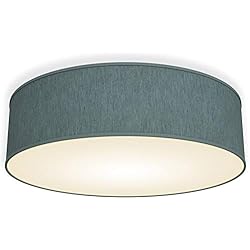 Lámpara de techo moderna con pantalla textil Ø 40cm, Lampara LED con 3 llamas, Luz de techo de tela E14, Pantalla de Algodón gris