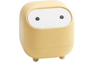 MNIXY U/D Mini poubelle de bureau mignonne pour bureau, table basse, cuisine, petite poubelle (jaune)