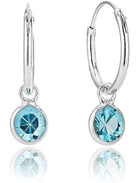 DTPsilver - Damen - Creolen und Rund - Ohrringe 925 Sterling Silber - Durchmesser 12 mm - Kristall aus Swarovski...