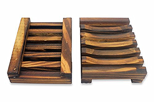 Dunkelbraun-Hawaii-Art Waschbecken Deck Seifenhalter Seifenschale aus Holz Rechteckige Hand Craft Naturseifenhalter - 3