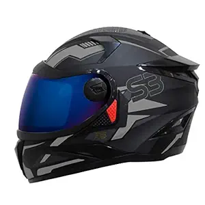 Steelbird SBH-17 Terminator Full Face Graphic Helmet in Matt Finish with Chrome Visor