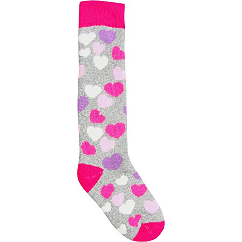 Toddler's Cushioned Wellington Boot Knee High Welly Socks (Grey Hearts)