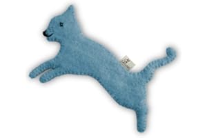 CATLABS und Terra Felis Katzenspielzeug Blau - nachhaltiges Catnip 'Feli' mit Katzenminze - Kissen aus natürlicher Schafwolle ohne Polyester - 100% Katzenminzen Katzenkissen nachfüllbar