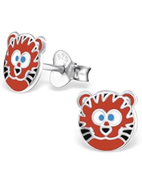 SL-Collection Ohrringe Kinderohrringe Tiger Löwe Gesicht 925 Silber