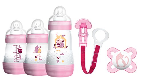 MAM Set 6 – Startset – Flaschen Sterilisator Babykoster Sauger 20 teilig – Mädchen + gratis Schmusetuch Löwe Leo - 2