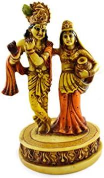 Handmade Hand painted Lord Krishna &amp; Radha Resin Figurine Sculpture