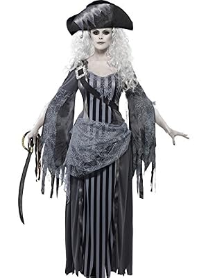 Smiffy's Smiffys Déguisement Femme, Princesse bateau fantôme, avec robe & chapeau, Taille 44-46, Couleur: Gris, 22970
