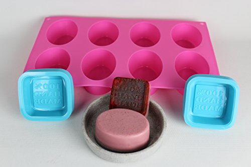 Unitedcovers Set aus 10 rechteckigen 100% HANDMADE Formen und einer ovalen Silikonform zum Seifengiessen mit 8 Hohlrämen - 2