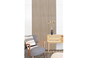 Leiste24 Akustikpaneel - Lamellenverkleidung - Wandverkleidung - 2.600 x 400 mm - Akustikfilz Schwarz - Lamellendekor Eiche Natur
