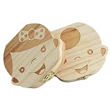Leisial Nette Kinder Junge Mädchen Milch Zähne Holz Aufbewahrungs Souvenirbox Zahnkästchen Organizer für Baby Speichern in Deutsche Sprache, (Mädchen) - 9