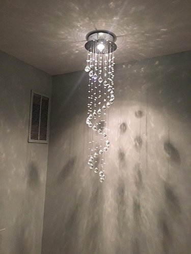 Preisvergleich Produktbild Kronleuchter aus Kristallglas Moderne Spiral Kristallkugeln transparent Beleuchtung der Decke, 1 Lampe Kronleuchter Perlen-Kristall für die Esszimmer Studie Halle Zimmer Größe D25 cm H110 cm