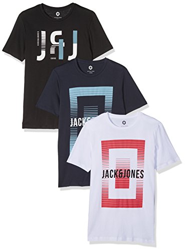 JACK & JONES Herren T-Shirt Jcobooster Tee SS 3-Pack Crew Neck 006, 3, Weiß (White Fit:Slim. Packed with Black and Sky Captain), XX-Large JACK & JONES Herren T-Shirt Jcobooster Tee SS 3-Pack Crew Neck 006, 3, Weiß (White Fit:Slim. Packed with Black and Sky Captain), XX-Large
