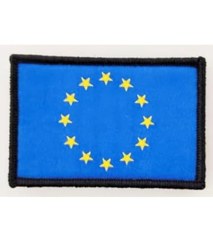 3 Toppe Con Bandiera Unione Europea Ricamate, Termosaldabili E Da Cucire, 5x8 Cm Con Velcro, Per Giacche Zaini Cappelli