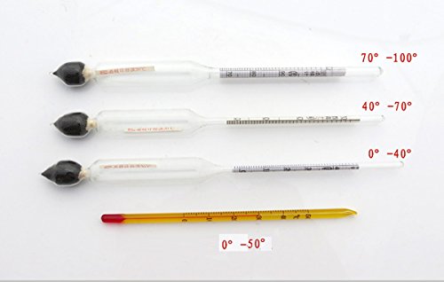 Latinaric 4pcs Alkohol Hydrometer Meter Vinometer Tester Messen 0 Bis 100 Thermometer Alkoholometer Messwerkzeuge mit Messglas - 6