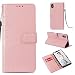 Produktbild Ostop iPhone XS Brieftasche Hülle,iPhone X Blumen PU Leder Handyhülle,Standfunktion Kartenfach Abdeckung Magnetverschluss Dünn Flip Klapphülle Schmetterling Muster Schutzhülle,Rose Gold