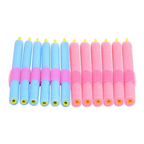 inkint 24 Pcs Self-adhesive Foam Hair Roller Soft Hair Bendy Curls Tool Salon Hair Styling Curling Sticks for Lady Girl (5 packs)
