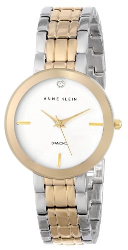 Anne Klein Women's AK-1111SVTT Two-Tone Brass Plated Stainless-Steel Quartz Watch with Beige Dial