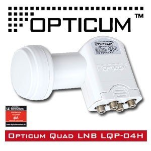 PremiumX Digitale SAT Anlage 80 cm + Opticum Quad 0,1dB LNB 4 Teilnehmer + 8 F-Stecker 7mm vergoldet - 4