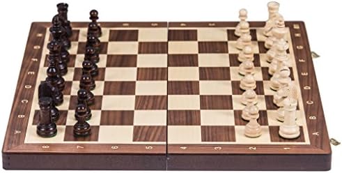 SQUARE - Wooden Chess Tournament No. 4 - WALNUT - Chessboard & Chess Pieces