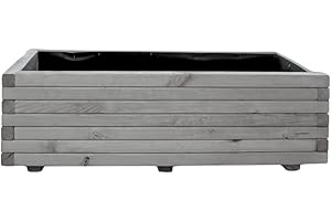 Mega Holz Pine Plant Pot, Flower Pot, 120 x 40 cm, Grey, Weatherproof, Indoor and Outdoor Use, Weather-Resistant, Perfect for Garden, Balcony and Patio