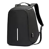 Unisex casual fashion USB Ladekabel Laptop Rucksack Diebstahlschutz kratzfest Wasserdicht Schule Tasche schwarz schwarz