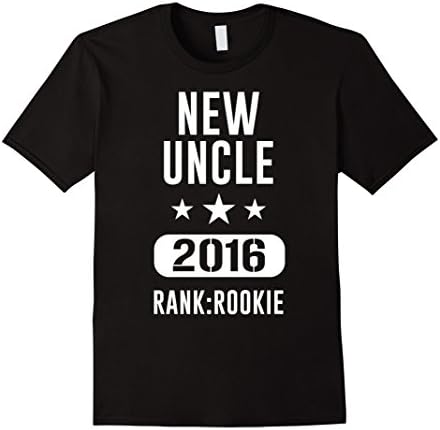 Men's New Uncle 2016 Rank: Rookie Family Love Baby Born Tee Medium Black
