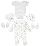 Baby Woodland Owl & Bear 6 Piece Nursing Sleepsuit Vest Set sizes from Newborn to 6 Months