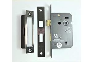 INFINITY DECOR Fire Rated Bathroom Door Locks CE BS Rated 3 Lever 63mm or 75mm (63mm, Black Nickel)