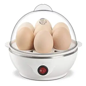 JUTEK Egg Boiler Cooker 7 Egg Boiler Cooker Eggs Boiler Cooker Auto Power Off Egg Steamer Hard Boiled Poached Electric Stainless Steel Steamer for Steaming, Cooking, Boiling and Frying Home Machine