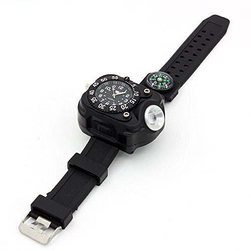 Sunmoch Super Helle 5-Mode Handgelenk LED Licht USB Aufladbar Wasserdichte LED Taschenlampe Fitness tracker Wristlicht Sportuhr Licht mit Kompass, Verwendet als Running Lichter, Radfahren Licht, Klettern Lichter, Camping Lichter,Outdoor Mini Taschenlampe - 8