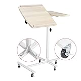 Adjustable Laptop Table Sofa Bedside Table Coavas Overbed Table 5 Adjustable Height Space Saving Movable Sturdy Notebook Computer Stand Desk( beech)