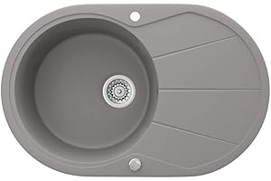 Bergström Granieten gootsteen 780x500mm incl. sifon keukenspoelbak inbouwspoelbak omkeerbaar (beton)