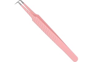 GEMERRY pęseta do rzęs, profesjonalna pęseta do przedłużania rzęs, wygięte końcówki kątowe, precyzyjna pęseta ze stali nierdzewnej, prosta pęseta do rzęs, akcesoria do rzęs (różowa)