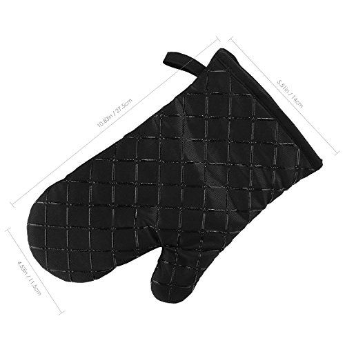 Aicok Ofenhandschuhe Anti-Rutsch Küche Backofen Handschuhe Hitzebeständig Handschuhe zum Kochen, Backen, Barbecue Isolation Pads, Schwarz, 1 Paar - 6